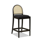 Panama 26.5' Curved Back Cane Rattan Counter Stool, Set of 2, Ebony Black Boucle