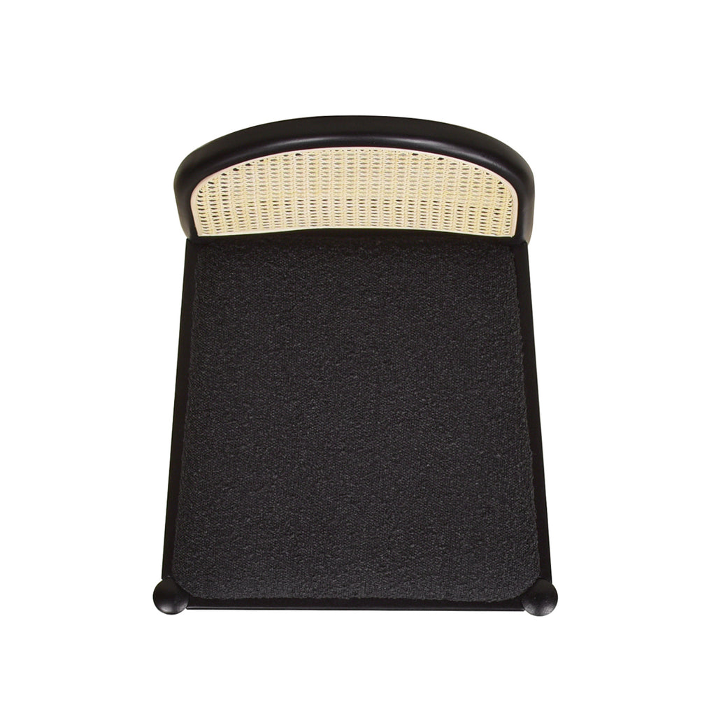 Panama 26.5' Curved Back Cane Rattan Counter Stool, Set of 2, Ebony Black Boucle