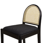 Panama 26.5' Curved Back Cane Rattan Counter Stool, Set of 2, Ebony Black Boucle