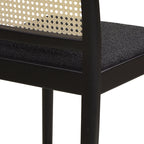 Panama 26.5' Curved Back Cane Rattan Counter Stool, Set of 2, Ebony Black Boucle