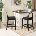 Panama 26.5' Curved Back Cane Rattan Counter Stool, Set of 2, Ebony Black Boucle