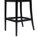 Panama 30.5' Curved Back Cane Rattan Bar Stool, Set of 2, Ebony Black Boucle