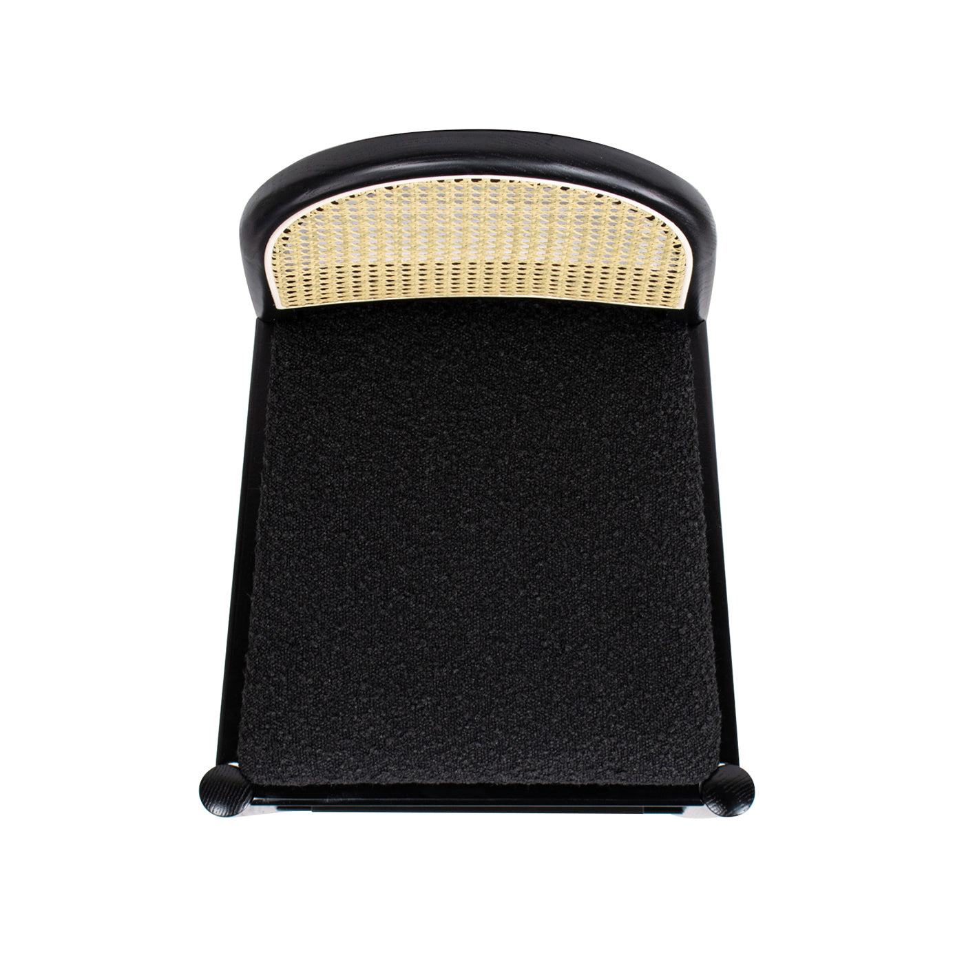 Panama 30.5' Curved Back Cane Rattan Bar Stool, Set of 2, Ebony Black Boucle