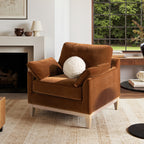 Pasadena 36' Wide Modern Farmhouse Accent Arm Chair, Burnt Orange Performance Velvet Accent Chair