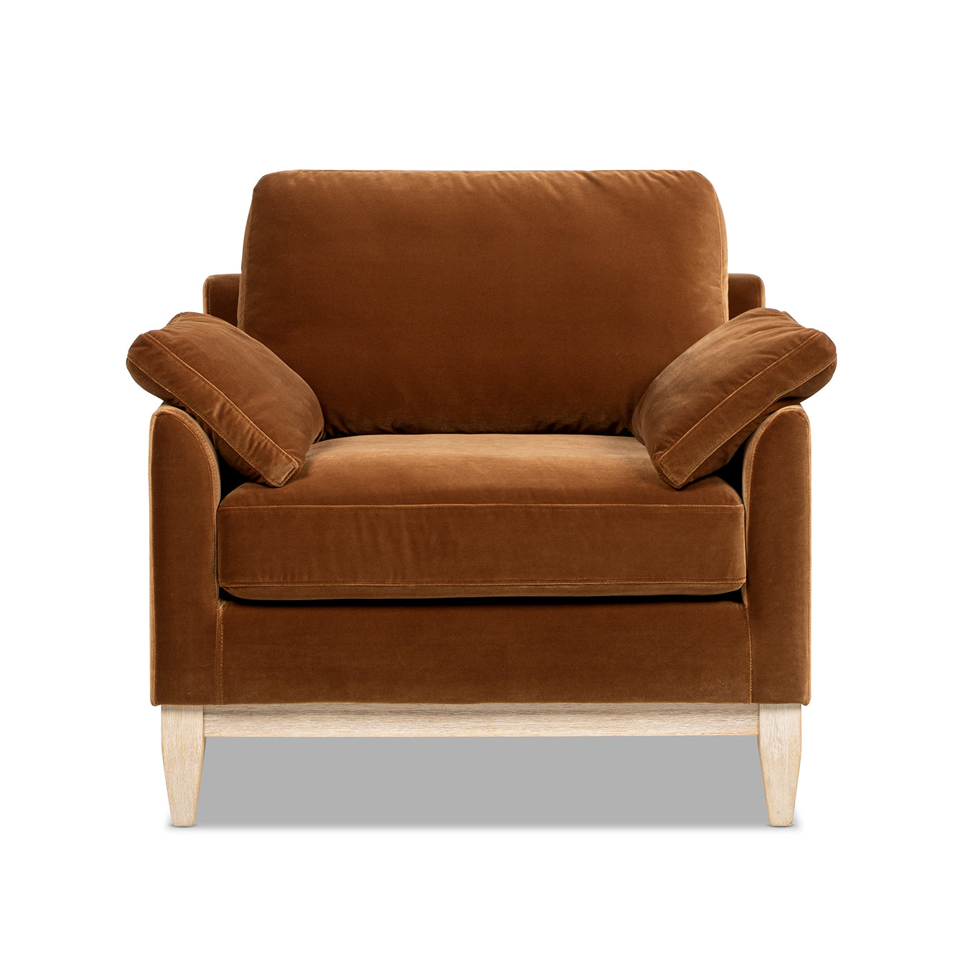 Pasadena 36' Wide Modern Farmhouse Accent Arm Chair, Burnt Orange Performance Velvet Accent Chair