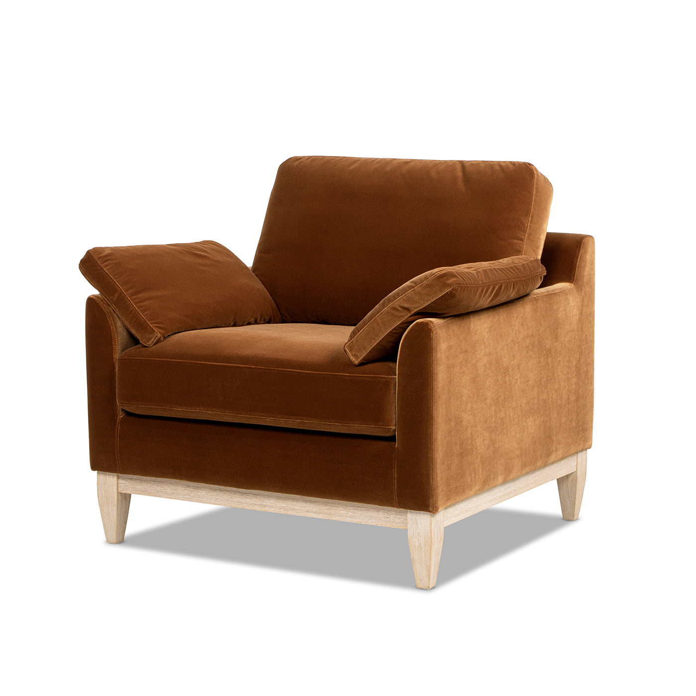 Pasadena 36' Wide Modern Farmhouse Accent Arm Chair, Burnt Orange Performance Velvet Accent Chair