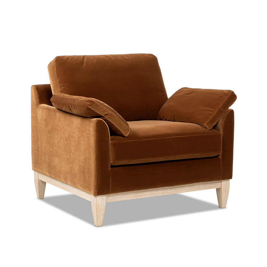 Pasadena 36' Wide Modern Farmhouse Accent Arm Chair, Burnt Orange Performance Velvet Accent Chair