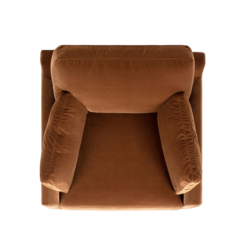 Pasadena 36' Wide Modern Farmhouse Accent Arm Chair, Burnt Orange Performance Velvet Accent Chair