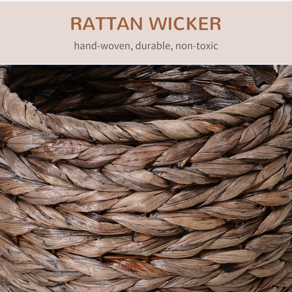 PawHut Handwoven Elevated Cat Bed with Soft Cushion & Cat Egg Chair Shape, Cat Basket Bed Kitty House with Stand, Raised Wicker Cat Bed for Indoor Cats, 23.5" H, Gray