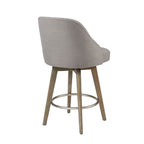 Pearce Counter Stool with Swivel Seat in Grey Polyester and Solid Wood Bar Stools