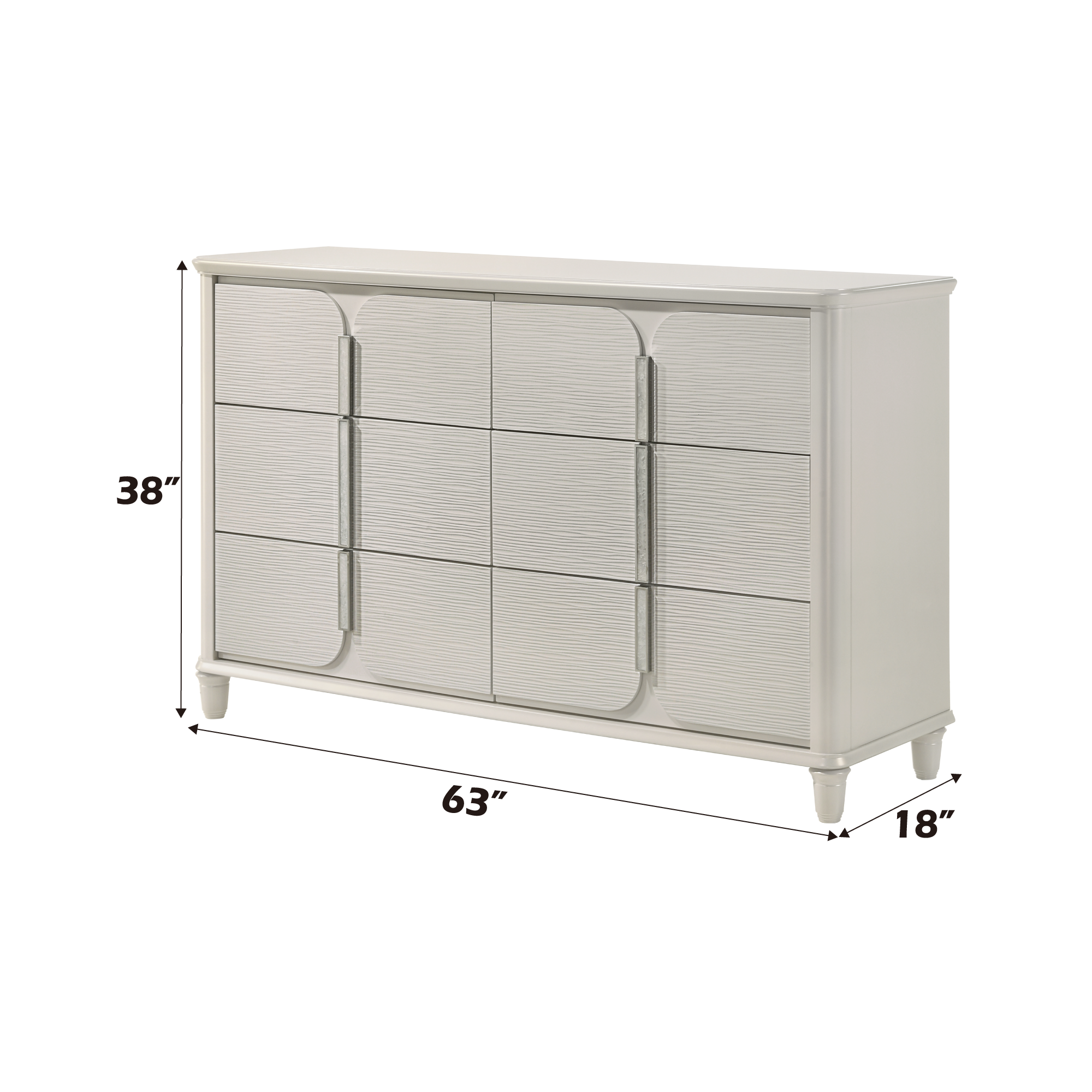 Laveda Pearl White Finish 6-Drawer Dresser Dresser