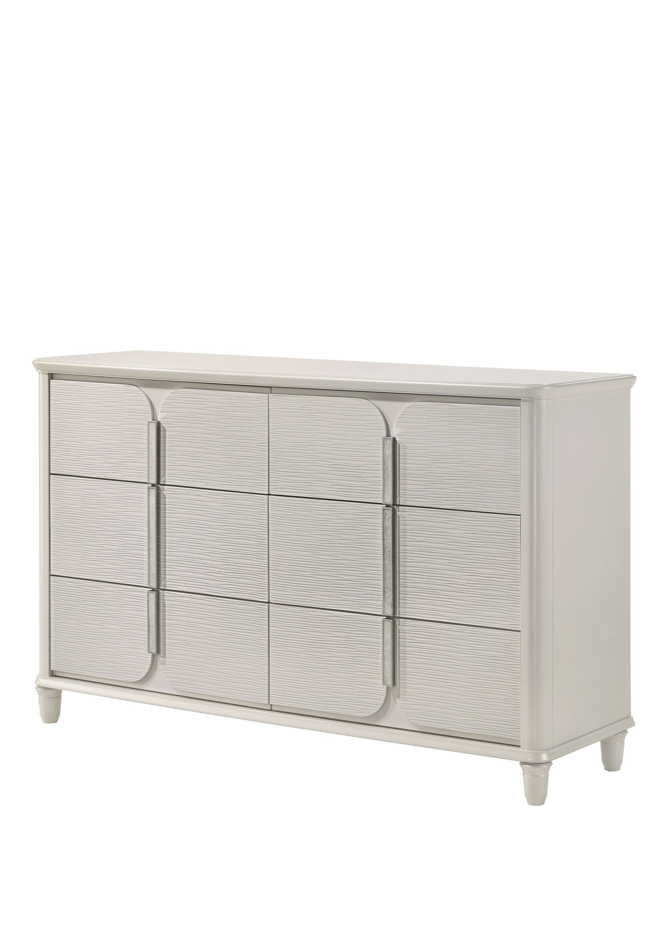 Laveda Pearl White Finish 6-Drawer Dresser Dresser
