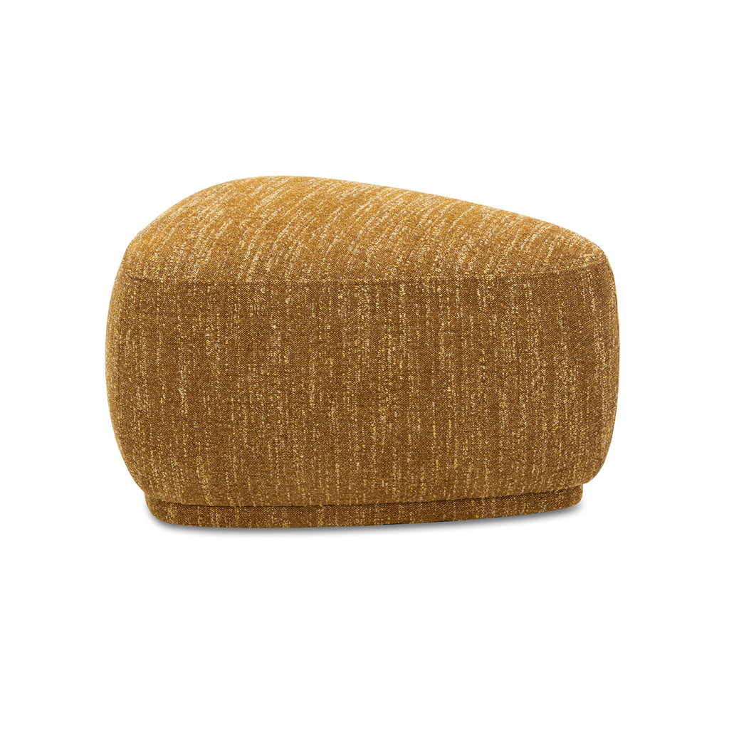 Pebble 26' Rounded Triangle Cocktail Ottoman, Mustard Yellow Tweed