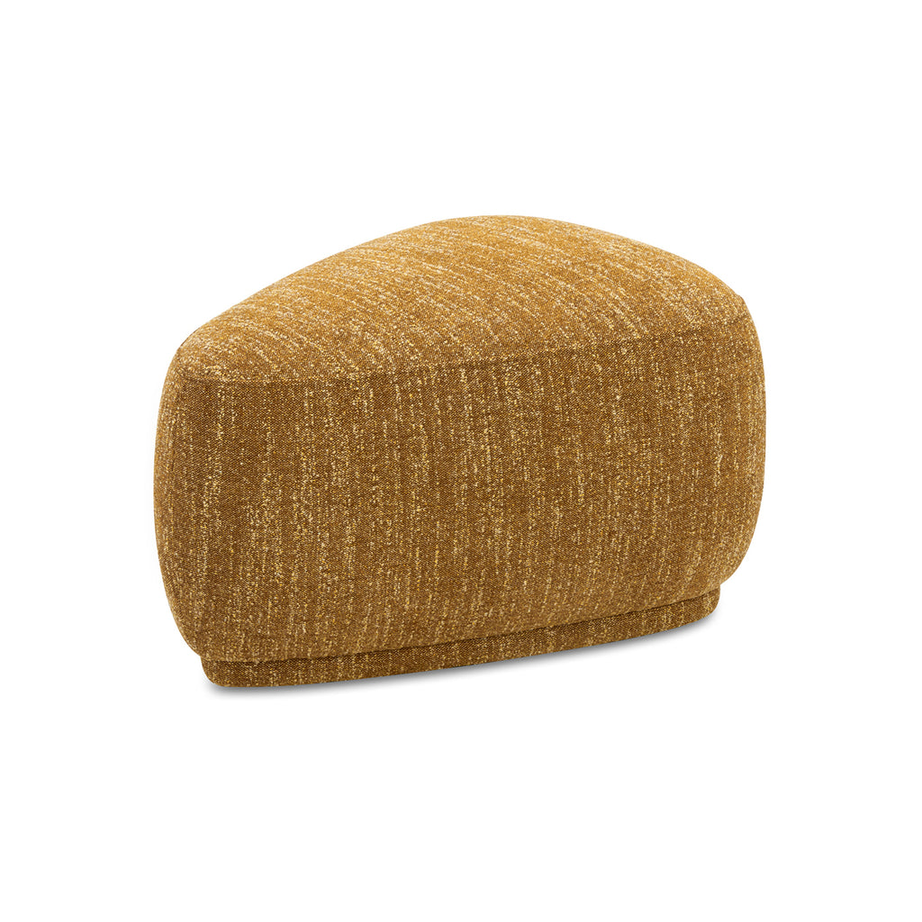 Pebble 26' Rounded Triangle Cocktail Ottoman, Mustard Yellow Tweed