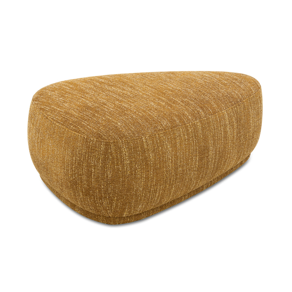 Pebble 44' Rounded Triangle Cocktail Ottoman, Mustard Yellow Tweed