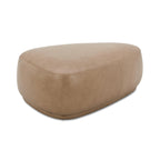 Pebble 44' Rounded Triangle Cocktail Ottoman, Tuscan Tan Brown Top Grain Leather