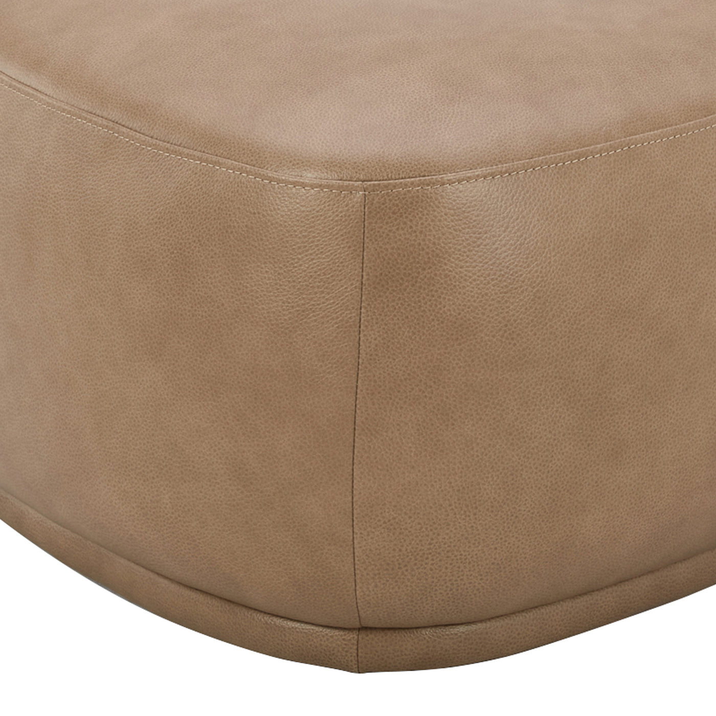 Pebble 44' Rounded Triangle Cocktail Ottoman, Tuscan Tan Brown Top Grain Leather