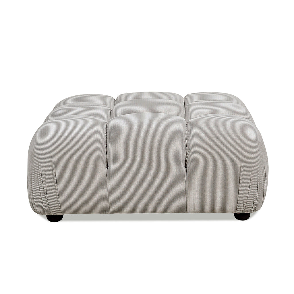 Marcel 36' Bubble Modular Modern Cocktail Ottoman, Pebble Gray Corduroy