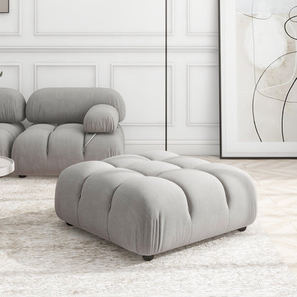 Marcel 36' Bubble Modular Modern Cocktail Ottoman, Pebble Gray Corduroy