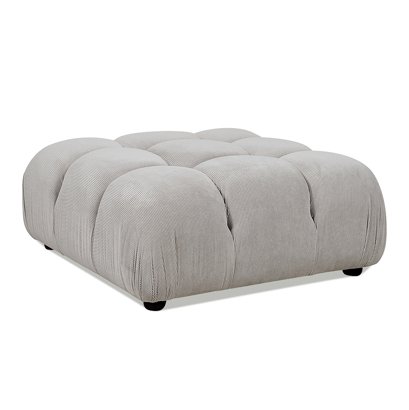 Marcel 36' Bubble Modular Modern Cocktail Ottoman, Pebble Gray Corduroy