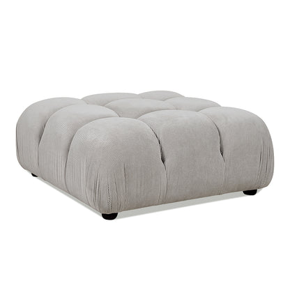 Marcel 36' Bubble Modular Modern Cocktail Ottoman, Pebble Gray Corduroy