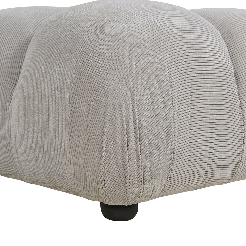 Marcel 36' Bubble Modular Modern Cocktail Ottoman, Pebble Gray Corduroy