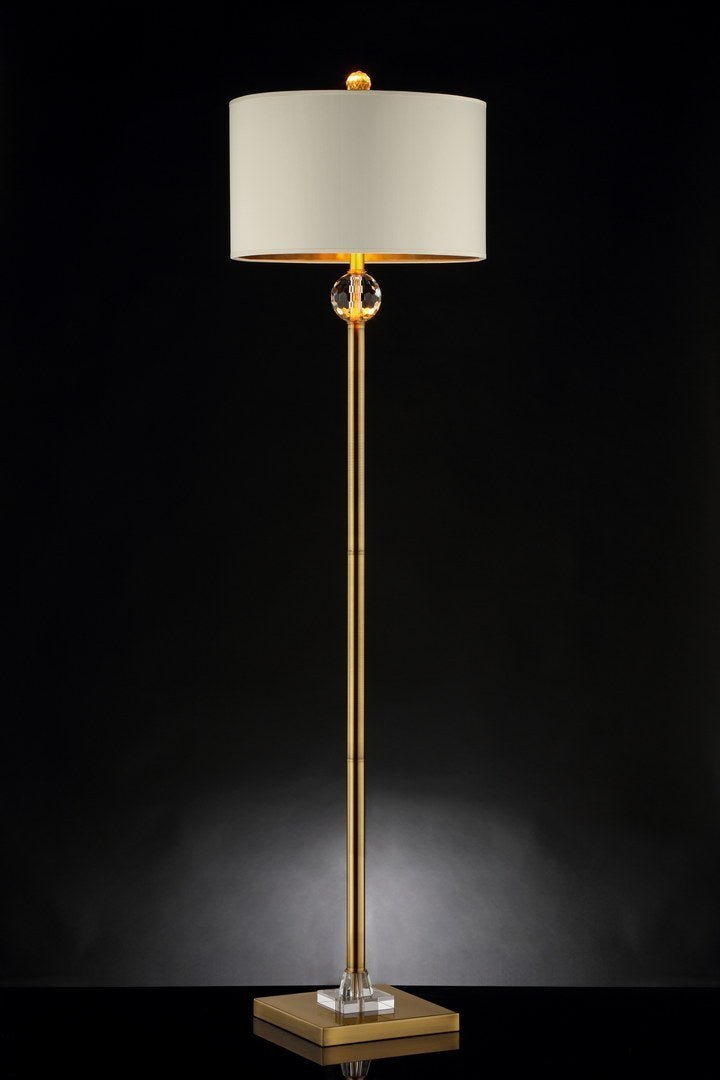 63.25-Inch Perspicio Solid Crystal Orb Gold Column Floor Lamp - Groovy Boardz