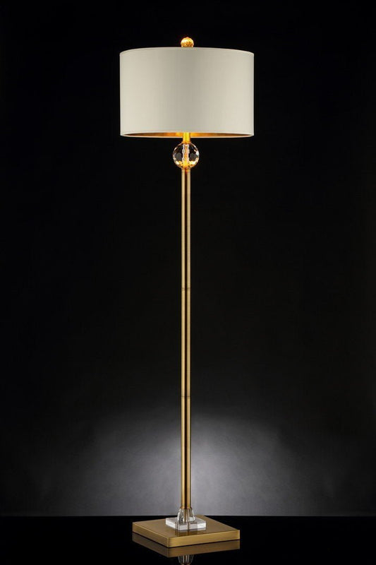 63.25-Inch Perspicio Solid Crystal Orb Gold Column Floor Lamp - Groovy Boardz