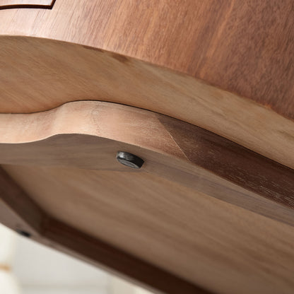 35.43 inch Petal - shaped Design Round Coffee Table,Small Coffee Table with Hidden Drawer for Living Room,Apartment,Walnut Color