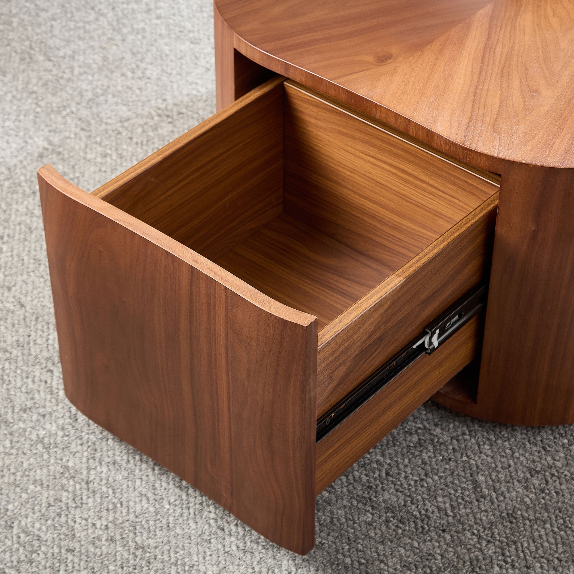 35.43 inch Petal - shaped Design Round Coffee Table,Small Coffee Table with Hidden Drawer for Living Room,Apartment,Walnut Color