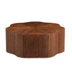 35.43 inch Petal - shaped Design Round Coffee Table,Small Coffee Table with Hidden Drawer for Living Room,Apartment,Walnut Color