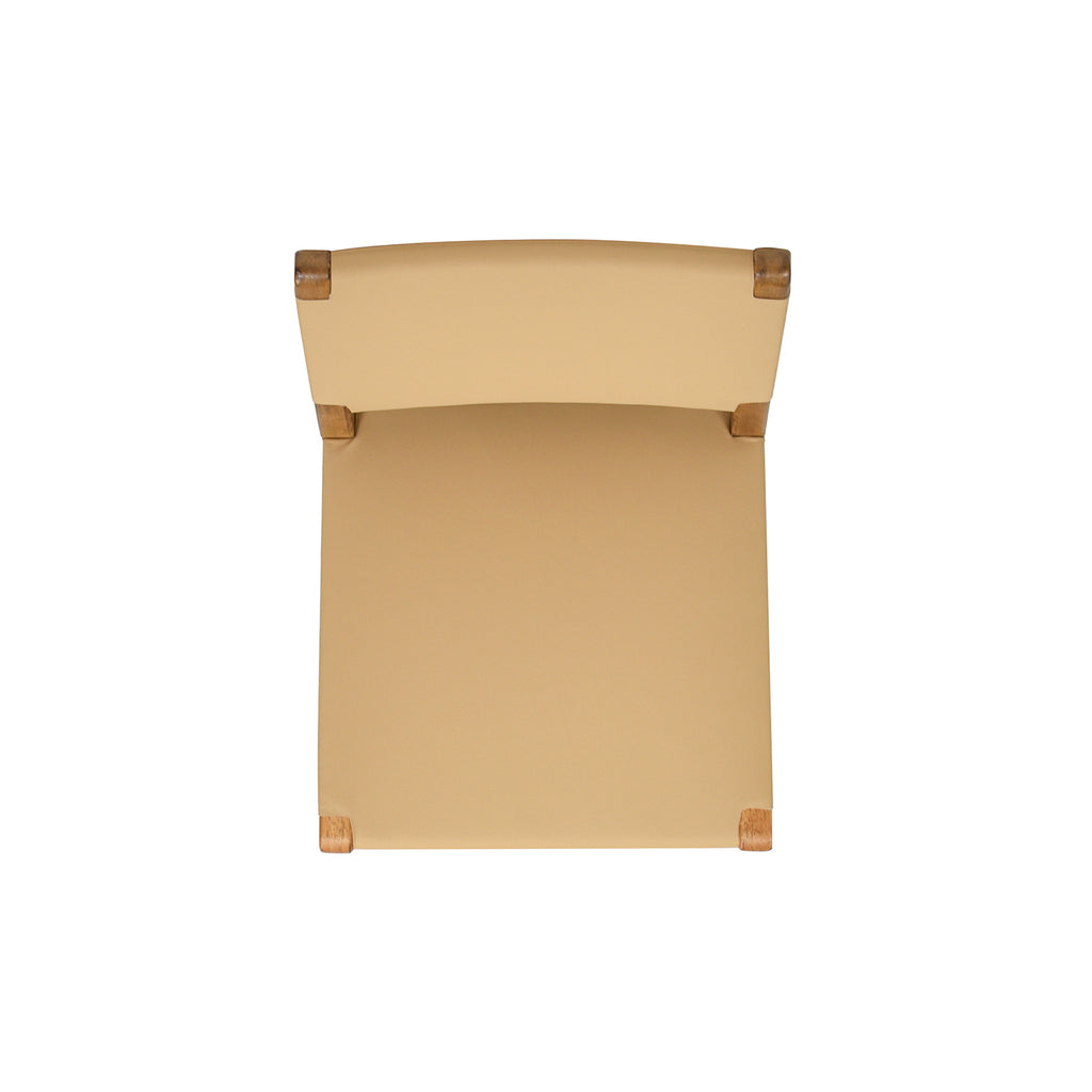 Pierre 26' Farmhouse Saddle Kitchen Island Counter Stool with Back, Sunkissed Beige Leather & Natural Wood