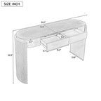 TREXM Entryway Table with Natural Wood Grain Finish, Console Table with Fluted Design, Oval Top and 2 Drawers for Entryway and Living Room (Pine Wood)