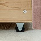 California King size Upholstered Bed ,comfortable upholstered bed frame, Chenille fabric, with headboard and solid bed frame. With drawer for storage.-Pink(90.5''*80.5''*31'')