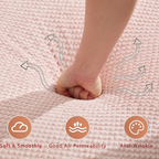 [NEW ARRIVED] [VIDEO PROVIDED]105.5''Curved Sofa, Modern Minimalist Sofa, Cloud Couch Sofa 3-4 Seater Couch with 2 Pillows,Bedroom,  No Assembly Required, Point-shaped corduroy,(Anti-Wrinkle) ,Pink