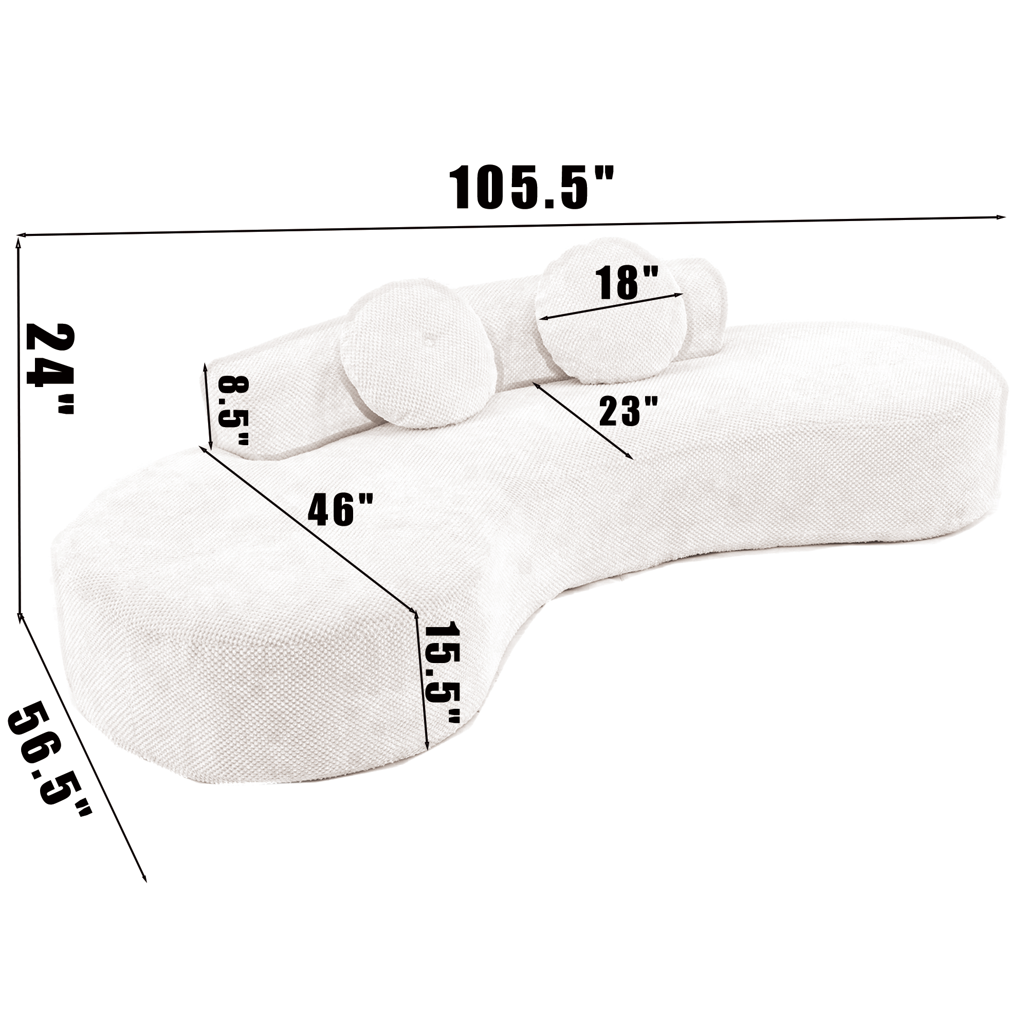 [NEW ARRIVED] [VIDEO PROVIDED]105.5''Curved Sofa, Modern Minimalist Sofa, Cloud Couch Sofa 3-4 Seater Couch with 2 Pillows,Bedroom,  No Assembly Required, Point-shaped corduroy,(Anti-Wrinkle) ,Pink