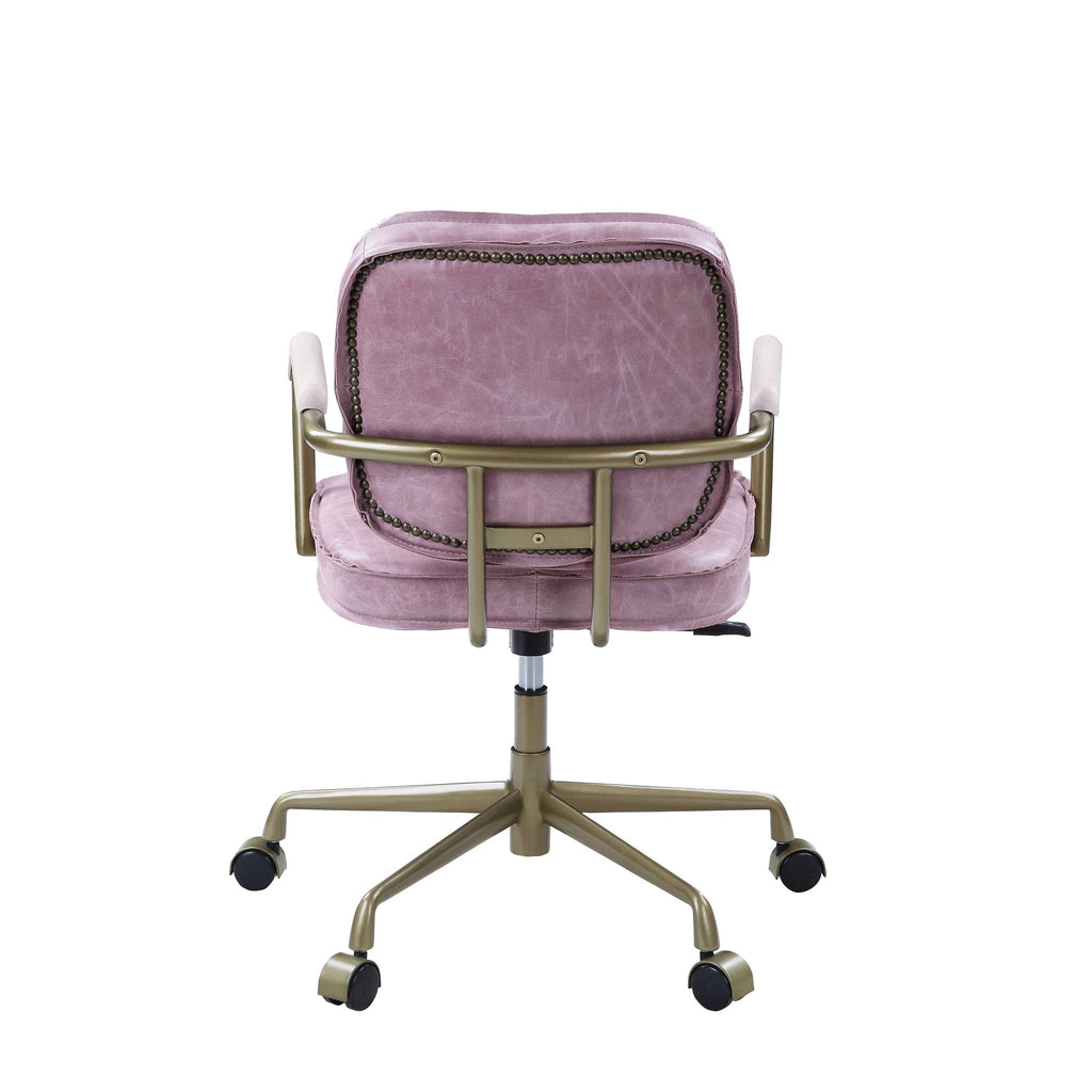 Siecross Pink Top Grain Leather Office Chair