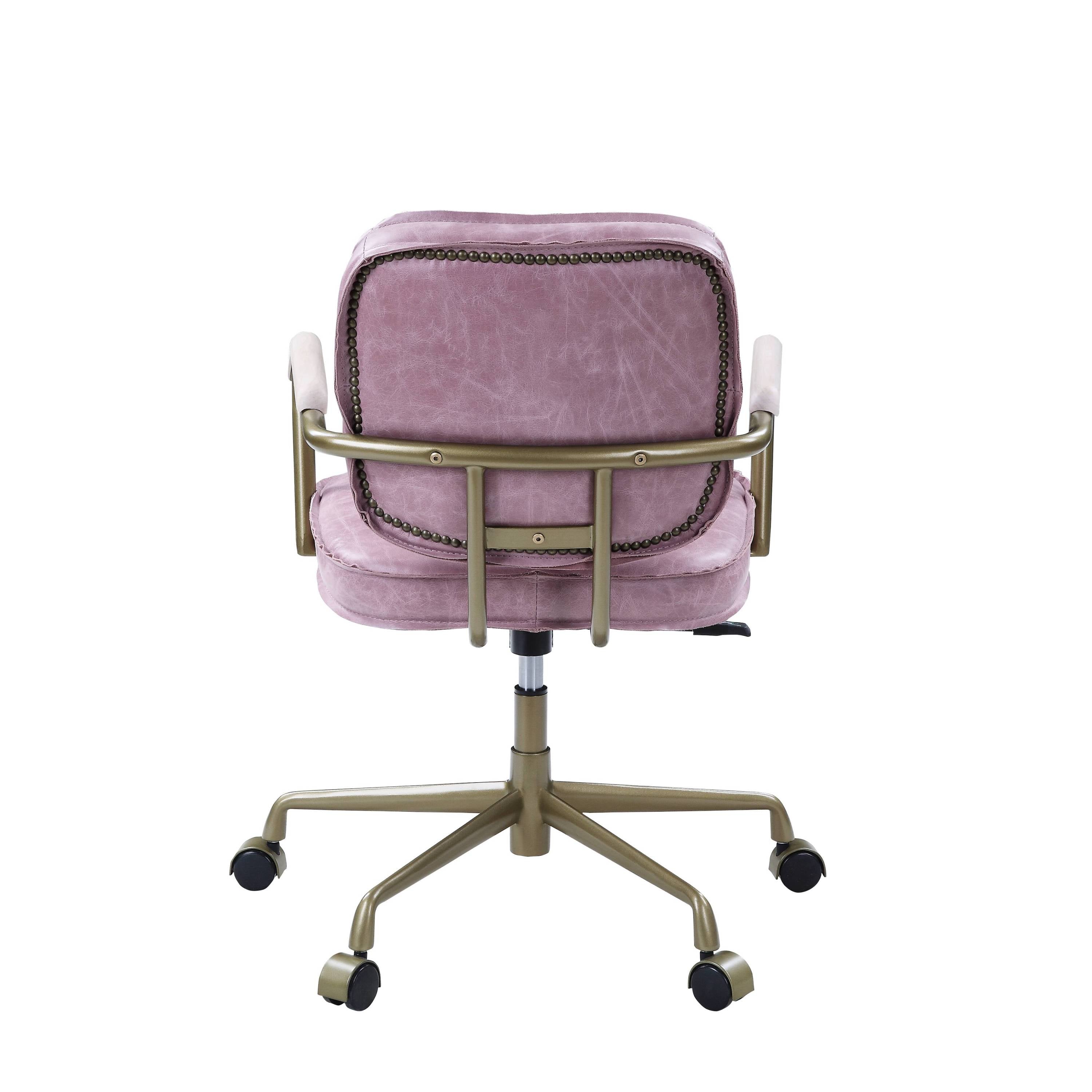 Siecross Pink Top Grain Leather Office Chair