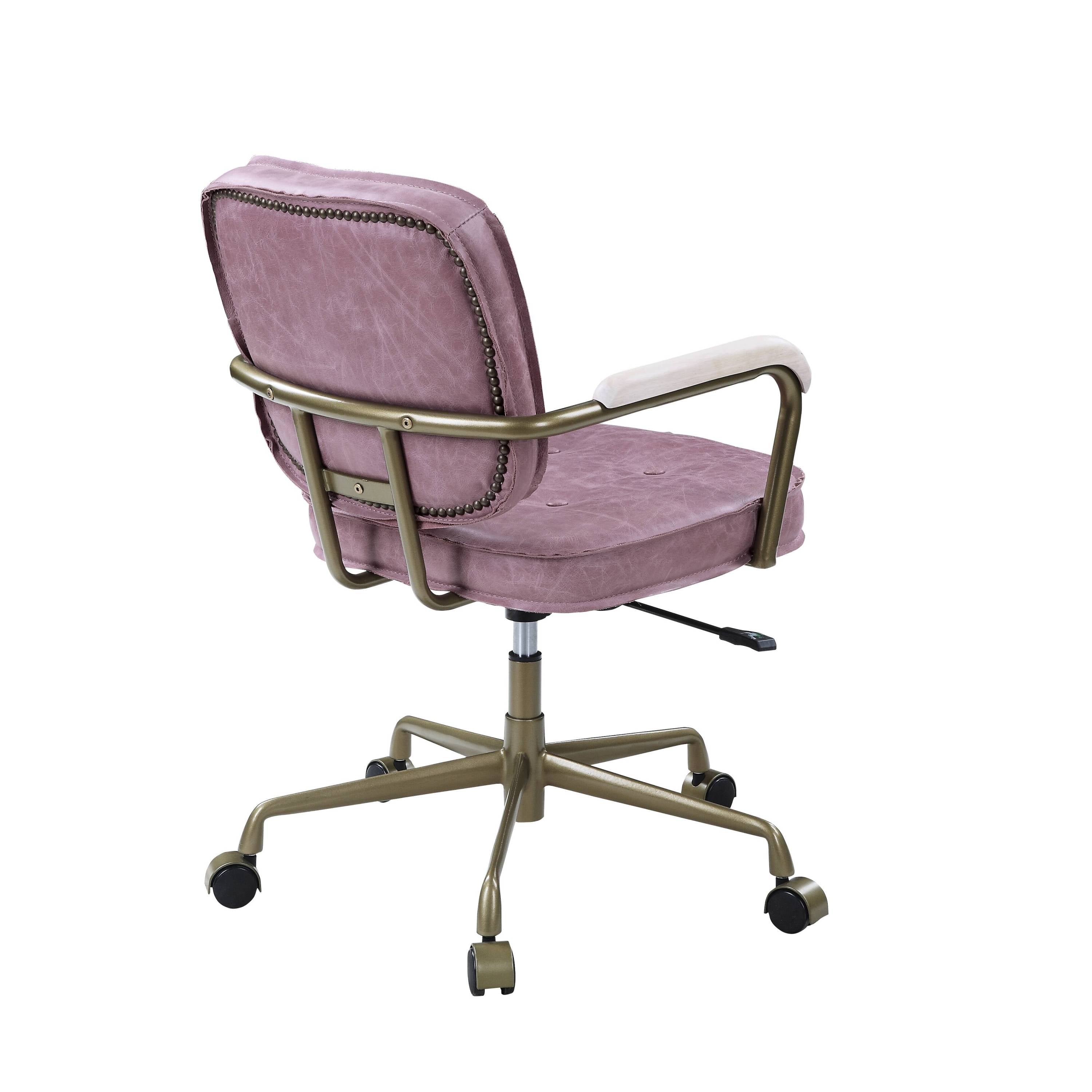 Siecross Pink Top Grain Leather Office Chair