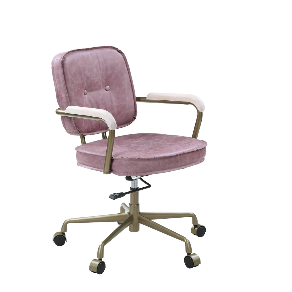 Siecross Pink Top Grain Leather Office Chair