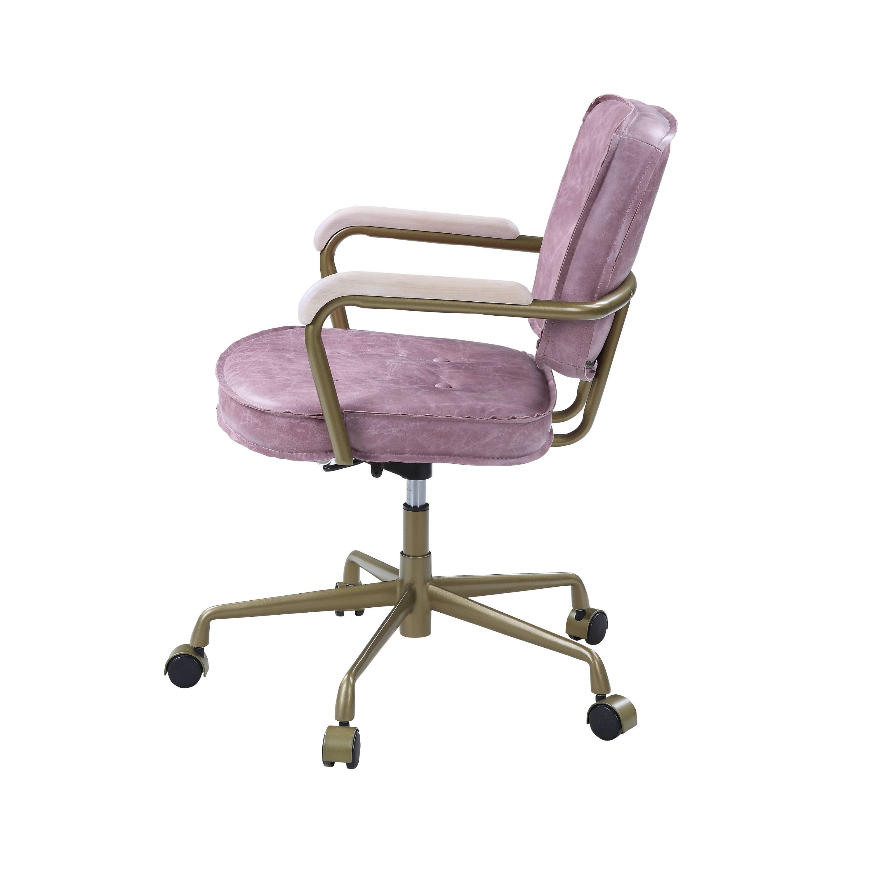 Siecross Pink Top Grain Leather Office Chair