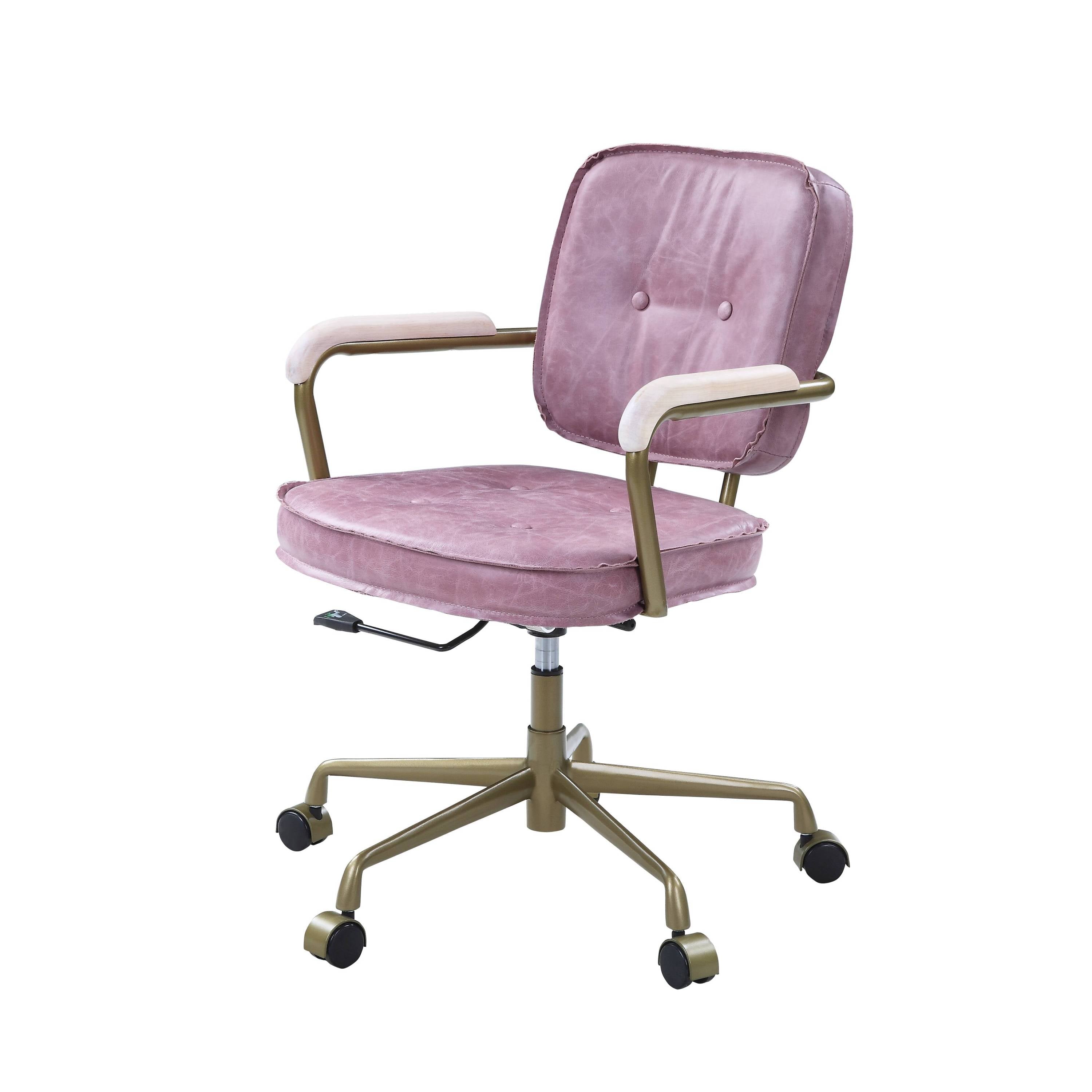 Siecross Pink Top Grain Leather Office Chair