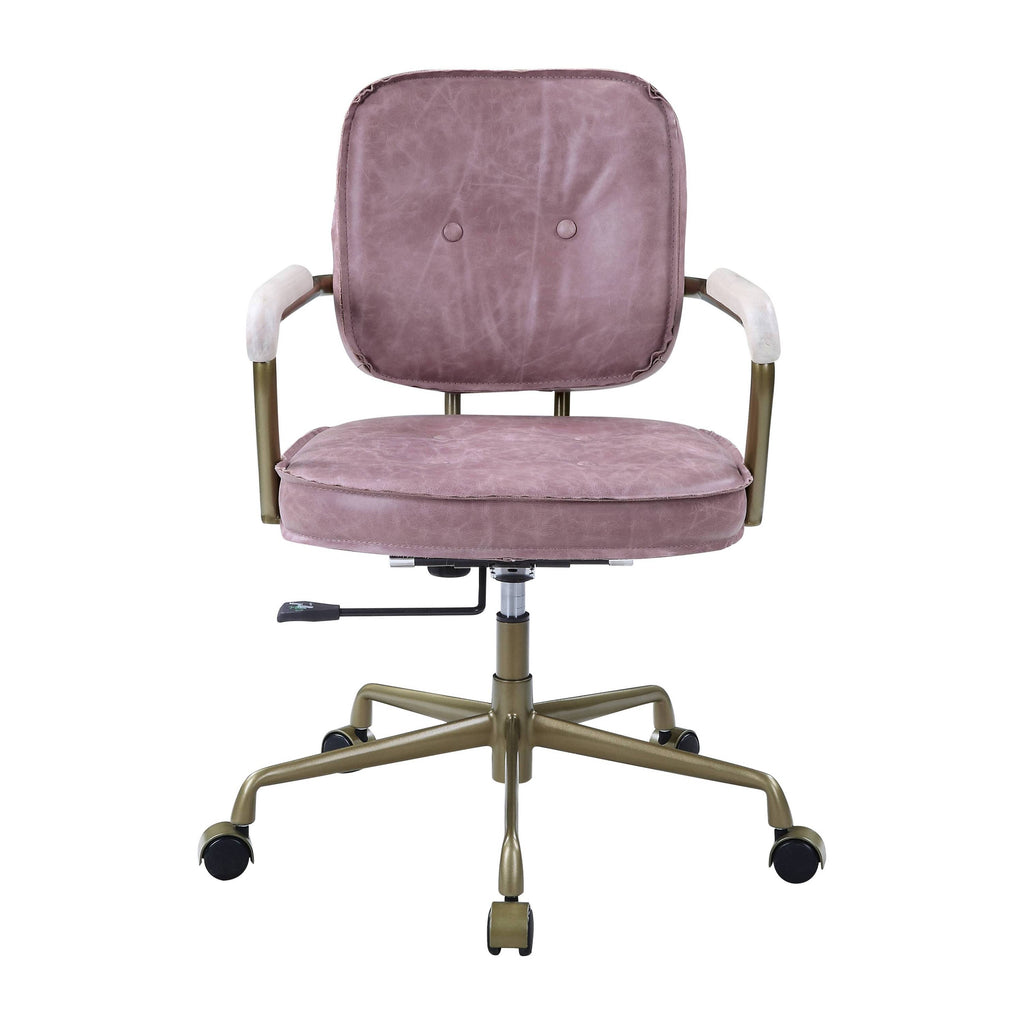 Siecross Pink Top Grain Leather Office Chair