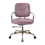 Siecross Pink Top Grain Leather Office Chair