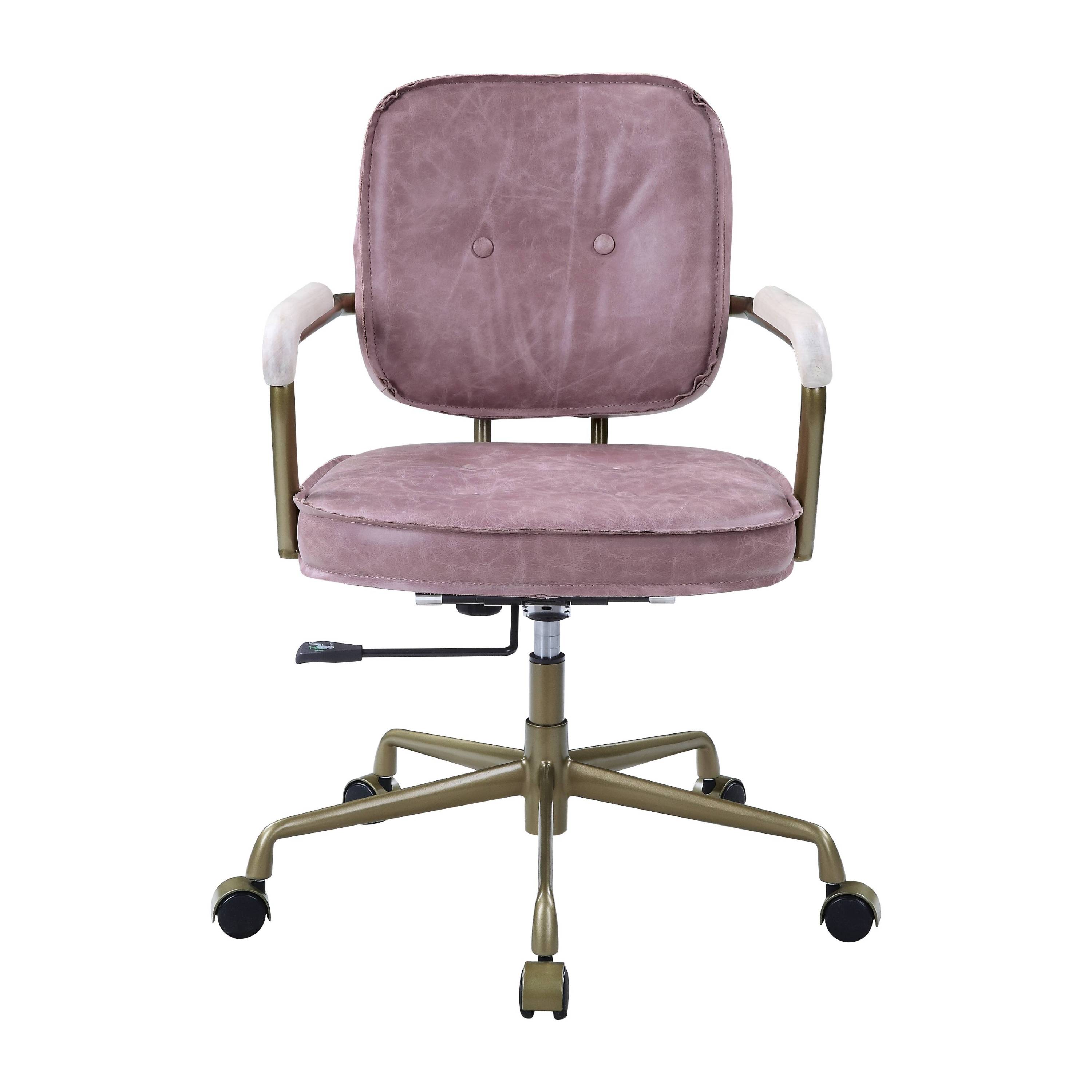 Siecross Pink Top Grain Leather Office Chair