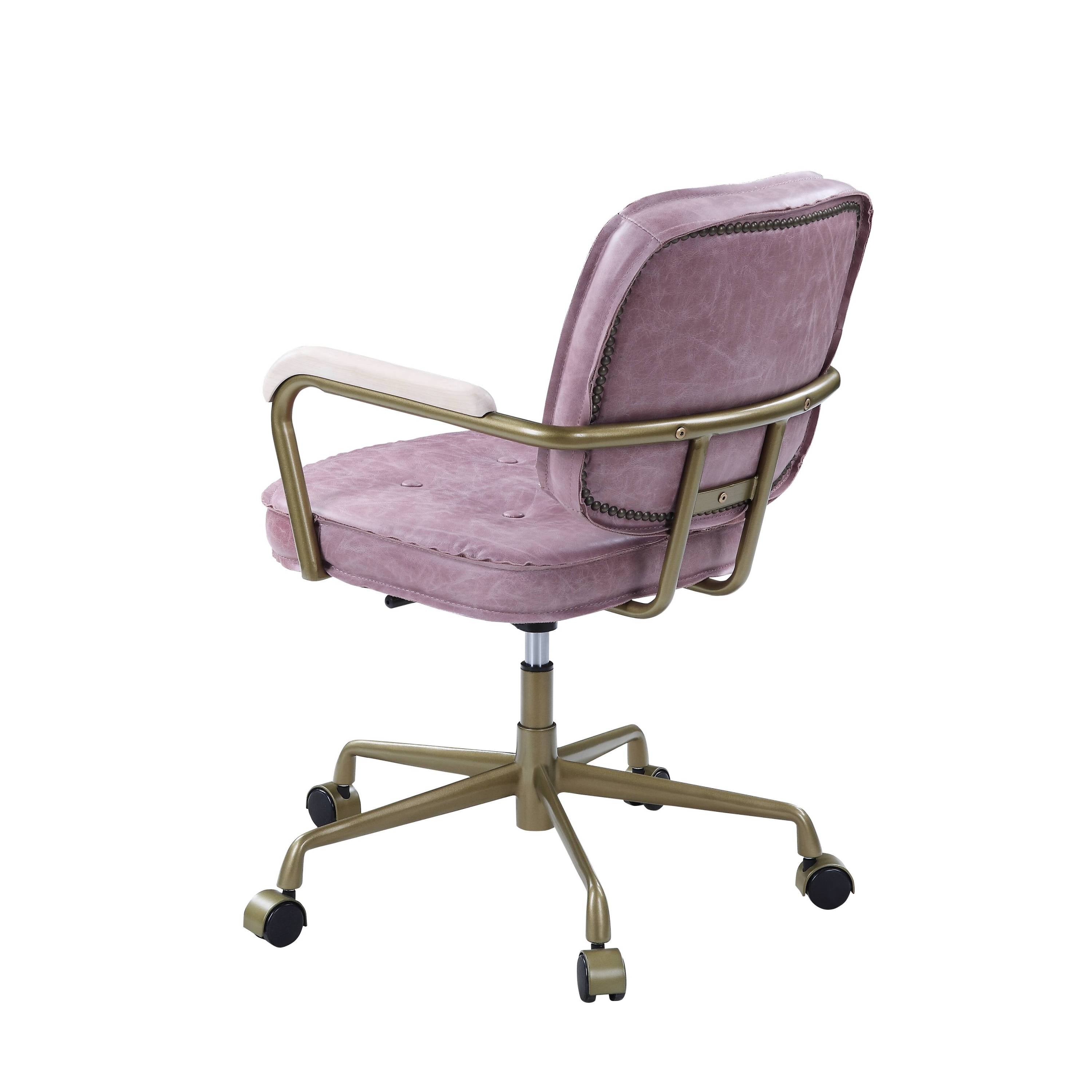 Siecross Pink Top Grain Leather Office Chair