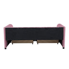 Twin Size Upholstered Daybed with Ergonomic Design Backrest and 2 Drawers, Pink