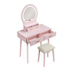 Beautiful Pink Finish Vanity Dresser with Mirror and Stool Set Storage Drawers Bedroom Furniture 1pc