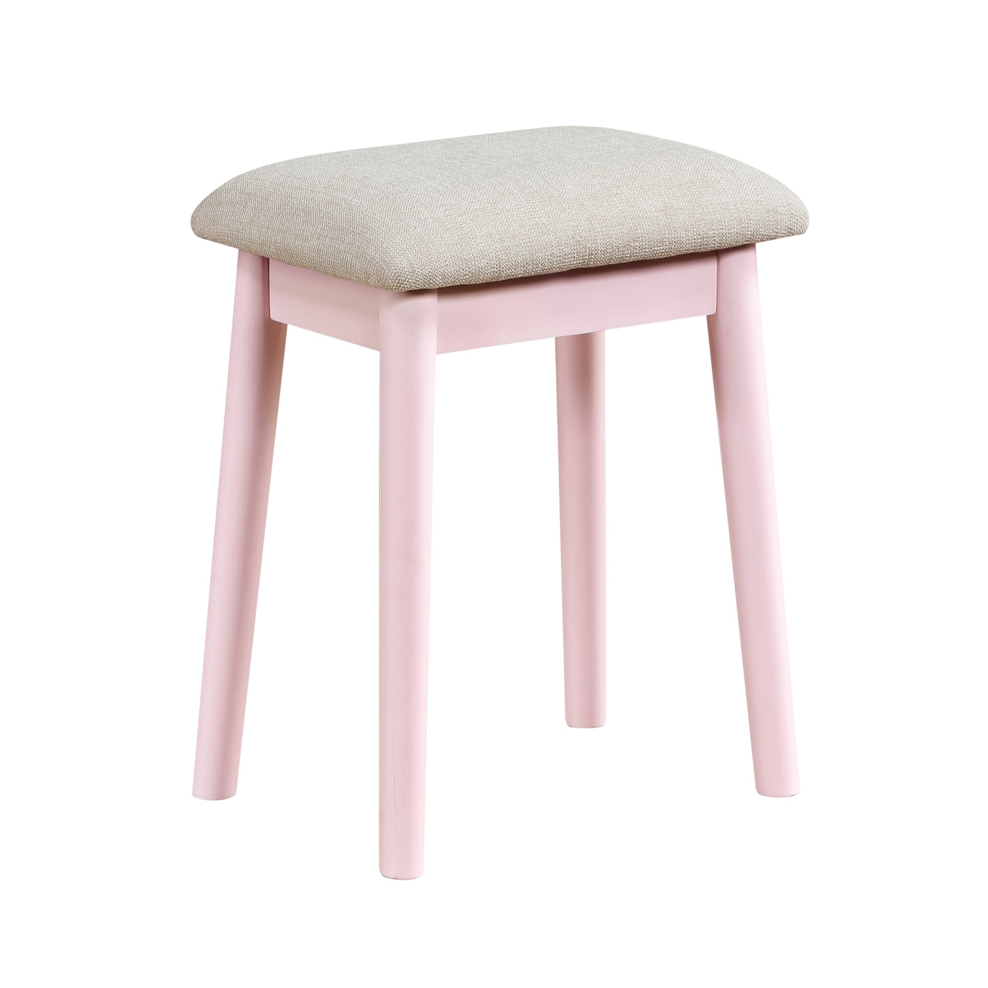 Beautiful Pink Finish Vanity Dresser with Mirror and Stool Set Storage Drawers Bedroom Furniture 1pc