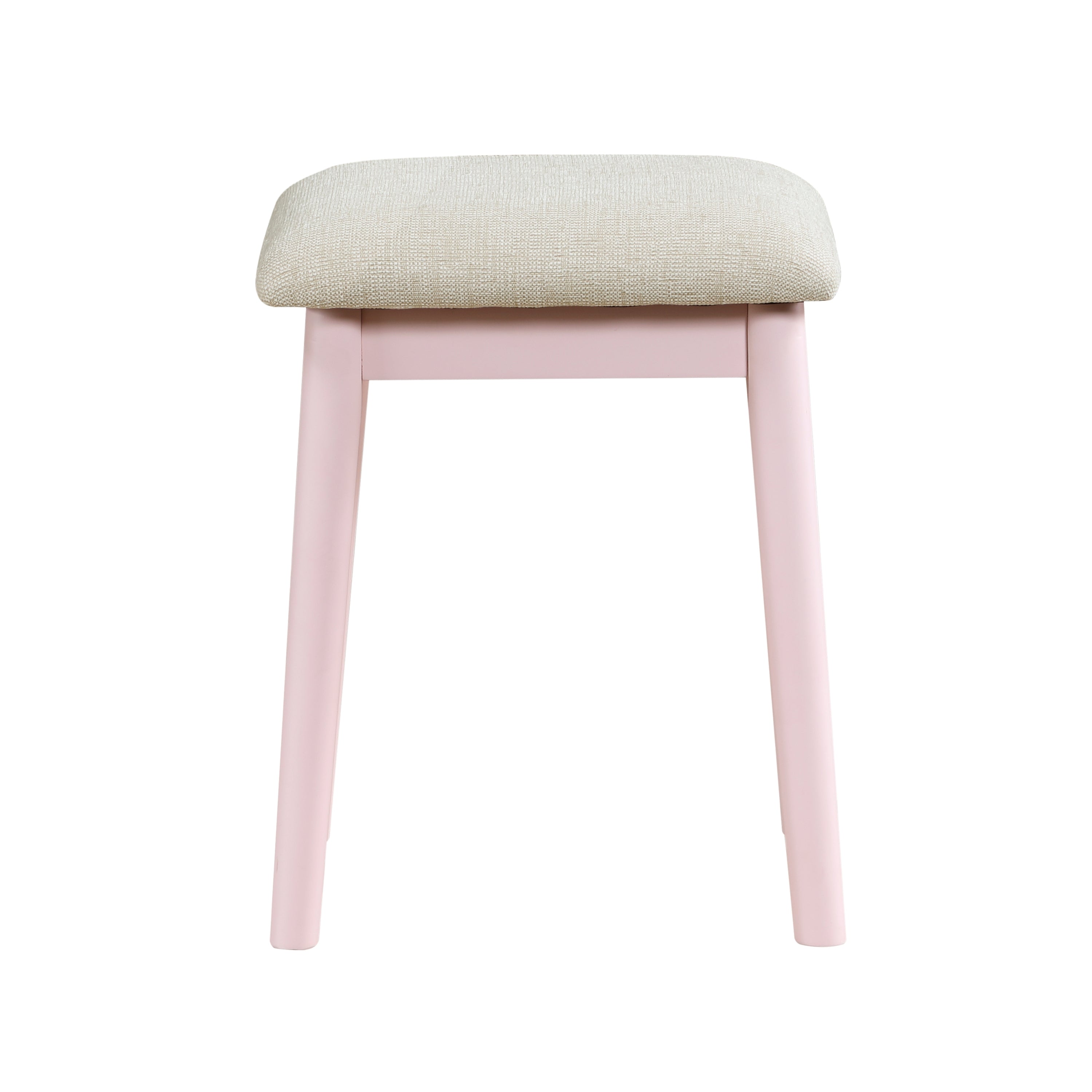 Beautiful Pink Finish Vanity Dresser with Mirror and Stool Set Storage Drawers Bedroom Furniture 1pc